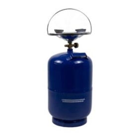 Bottiglia da campeggio, con bruciatore rimovibile incluso, capacità 5 L, diametro bruciatore 21,5 cm, blu
