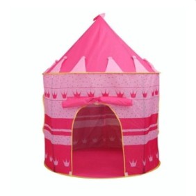 Tenda da gioco tipo castello, PROCART, stampa a pois e corone, 105x135 cm, copertura portaoggetti, rosa