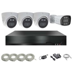 Kit completo di Videosorveglianza ENVIO IP POE con 4 telecamere Full Color 4K 8MP PESS-KIT4CH3DFM70H8001BFM60H800S-WM
