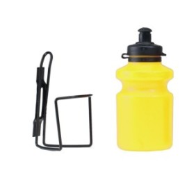 Bottiglia in plastica con supporto in acciaio 350ml, gialla