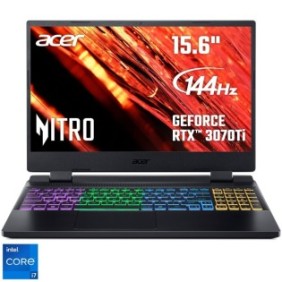 Laptop gaming Acer Nitro 5 AN515-58 con processori Intel® Core™ i7-12700H fino a 4,70 GHz, 15,6" Full HD, IPS, 144 Hz, 16 GB, 1 TB SSD, NVIDIA® GeForce RTX™ 3070 Ti 8 GB GDDR6, Nessun sistema operativo, nero