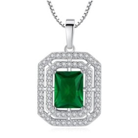 Collana da donna, Metallo/Smeraldo, Argento/Verde