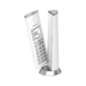 Telefono cordless, Panasonic, schermo LCD, plastica, bianco