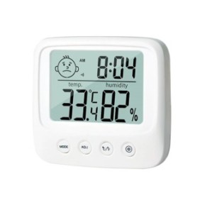 Termometro con igrometro, orologio, sveglia, At Performance, retroilluminazione, batterie incluse bianco