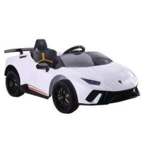 Auto elettrica per bambini, Lamborghini Huracan Bianca, con telecomando, 2 motori, peso massimo 30 kg, 6571