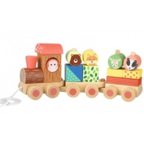 Trenino in legno con forme e animali, Orange Tree Toys