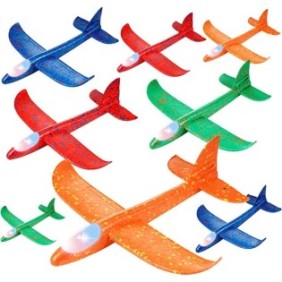 Set di 8 giocattoli volanti, Aereo con luci LED, 45 Cm, Multicolor