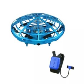 Mini drone UFO con telecomando orologio da 2,4 GHz per il controllo dei gesti, 5 sensori a infrarossi, effetti di luce 3D, Alhena® SQN-032, blu