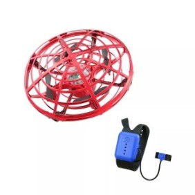 Mini drone UFO con telecomando orologio da 2,4 GHz per il controllo dei gesti, 5 sensori a infrarossi, effetti di luce 3D, Alhena® SQN-032, rosso