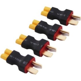 Set di 4 adattatori per connettori Deans Style maschio T-Plug XT30 XT-30 femmina, per modello RC Lipo, nero