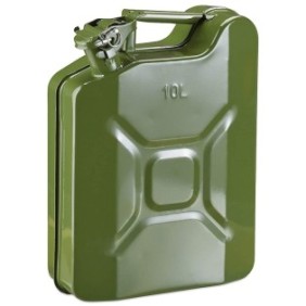 Tanica per carburante in metallo da 10 litri per gasolio o benzina, colore verde militare
