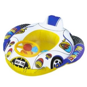 Vaschetta da bagno gonfiabile, con seggiolino sportivo per neonati, volante, Auto, Giallo