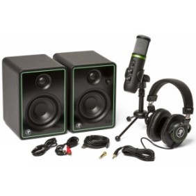 Set di accessori per la registrazione del suono, Mackie, microfono a condensatore, cuffie MC-100, cavo RCA da 3,5 mm, USB Type-C, Nero