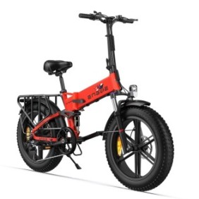 Bicicletta elettrica pieghevole ENGWE 250W, 20"×4.0" con pneumatici fuoristrada, cambio a 7 marce e batteria sostituibile 48V 13Ah - 25 km/h e 100 km di autonomia, ENGINE X, rossa