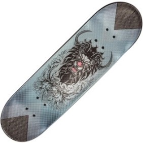 Skateboard Action One doppia stampa, alluminio, 70 x 20 cm, argento multicolore, The King