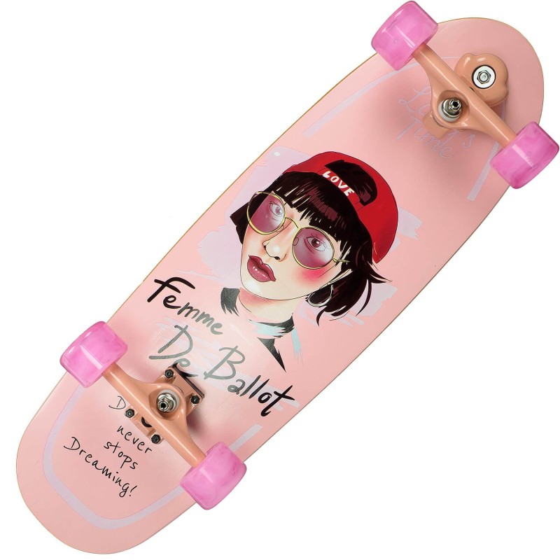 Skateboard Action One doppia stampa, ABEC11.75 x 23 cm, Femme, rosa