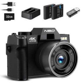 Fotocamera digitale NBD®, 48 MP, zoom digitale 16X, scheda SD da 3,0", 32 GB, nero
