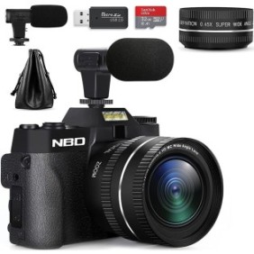 Fotocamera digitale NBD®, 48 MP, 3,0" IPS, 4K Ultra HD, zoom digitale 16X, scheda SD da 32 GB, nero