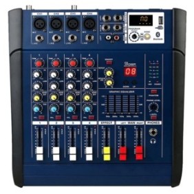 Mixer audio professionale con amplificazione di potenza 2x250 W 4 canali 16 effetti equalizzatore 5 bande