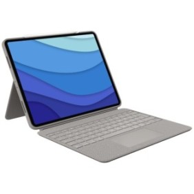Custodia Logitech Combo Touch con tastiera rimovibile e trackpad per iPad Pro 12,9 pollici Gen 5 e 6, Regno Unito, grigio sabbia