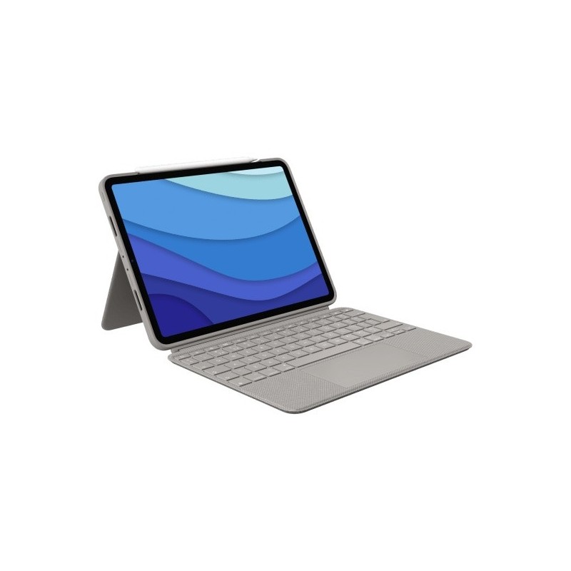 Custodia Logitech Combo Touch con tastiera rimovibile e trackpad per iPad Pro 11 pollici gen 1-4, Regno Unito, grigio sabbia
