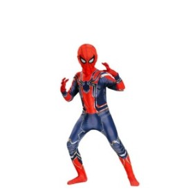 Costume di carnevale per bambini Spiderman Infinity War, attillato, lycra, blu, 3-4 anni