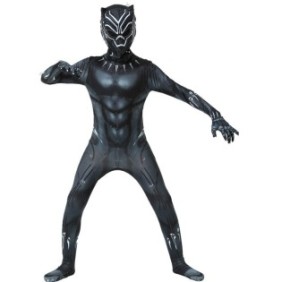 Costume di carnevale per ragazzi di Black Panther, attillato, lycra, nero, 11-12 anni