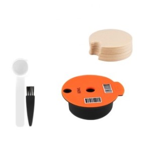 Capsula caffè riutilizzabile compatibile Bosch Tassimo, 60 ml, con 50 filtri, accessori inclusi, arancione