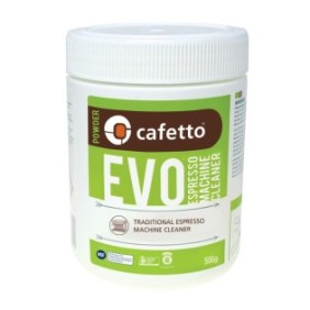 Detergente in polvere biologico CAFETTO EVO, per igienizzare macchine espresso professionali, Vaso 500g