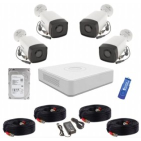 Kit di sorveglianza Hikvision 4 telecamere da esterno 2MP, 1080P, IR 40m, IP67, DVR 4 canali, accessori di montaggio, HDD e memoria USB marca Elitech Electronics