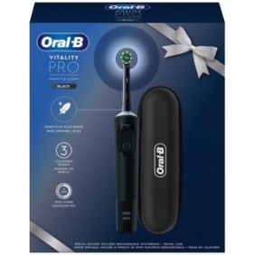 Spazzolino elettrico Oral-B Vitality Pro, pulizia 2D, 3 programmi, 1 caricatore, 1 estremità, kit da viaggio, nero