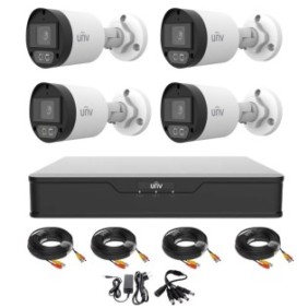 Sistema di sorveglianza UNIVIEW con 4 telecamere 5 Megapixel Luce bianca 40m Microfono, DVR 5 Megapixel, Accessori inclusi