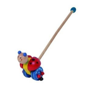 Giocattolo da spingere coccinella in legno per bambini Mini Junior 127182, Multicolor