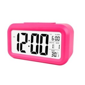 Orologio con termometro MRG M899, LCD, luce notturna, rosa