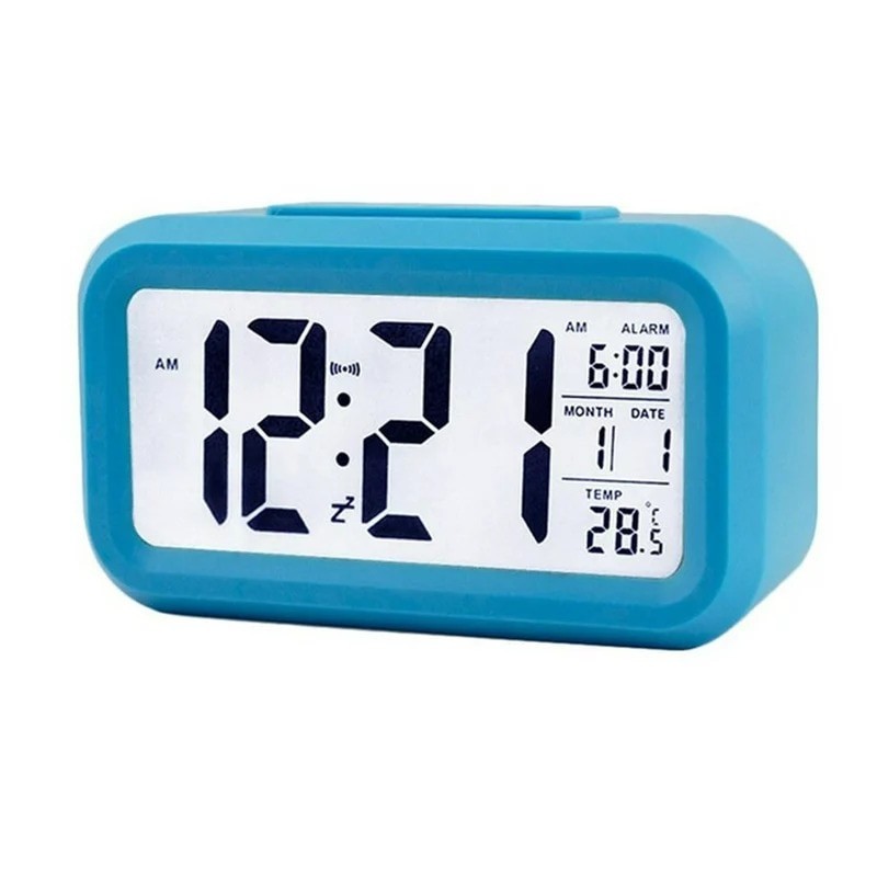 Orologio con termometro MRG M899, LCD, luce notturna, blu
