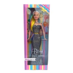 Bambola principessa in plastica, 12x33 cm, grigia