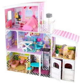 Casa delle bambole in legno Ksenia con garage e accessori