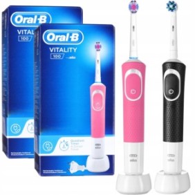 Set, 2x spazzolino elettrico, Oral-B Vitality 100, nero, rosa