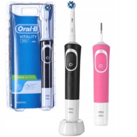 Set, 2x spazzolino elettrico, Oral-B Vitality 100, nero, rosa, un test incluso
