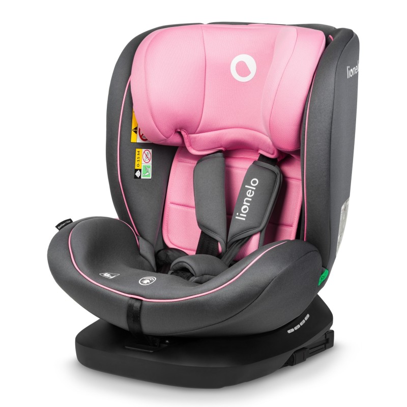 Seggiolino auto Bastiaan i-Size Pink girevole a 360o per bambini 0-36 kg da 40-150 cm, fronte strada e fronte mamma, ISOFIX TopTether, protezione laterale completamente regolabile