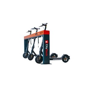 Sistema integrato per il parcheggio e la ricarica di monopattini elettrici, biciclette e scooter, CityDock T2, 3 terminali