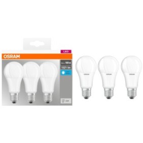 Set di 3 lampadine LED Osram Base Classic A100, E27, 13W (100W), 1521 lm, luce neutra (4000K), classe energetica F