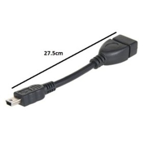 Cavo OTG USB 2.0 femmina a mini USB maschio, lunghezza totale 27,5 cm, nero, per registratori di cassa
