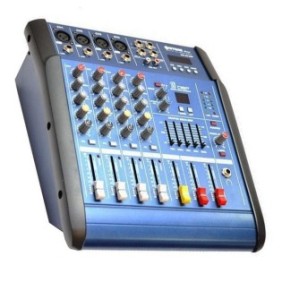 Mixer audio amplificato con display digitale, usb, sd card, 4 ingressi microfonici