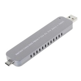 Rack SSD esterno M.2 NGFF M-Key (NVMe, PCIe) su USB 3.0 + USB-C 3.1 Type-C, adattatore con custodia in metallo tipo USB chiavetta, nero