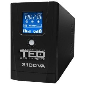 UPS 3100VA / 1800W LCD con stabilizzatore 3 uscite schuko, TED Electric