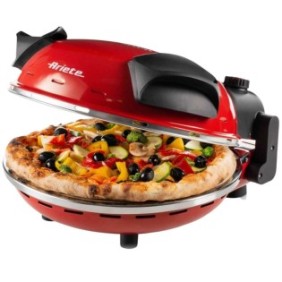 Forno per pizza, Ariete 909 Pizza Party Gennaro, 1200W, 400°C, Timer, 5 livelli di cottura, Rosso