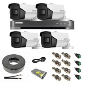 Sistema di videosorveglianza HIKVISION 4 telecamere 8MP 4 in 1, IR 60m, DVR 4 canali 4K 8MP, accessori