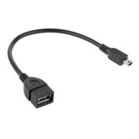 Cavo OTG, connettore miniUSB maschio a USB 2.0 femmina, lunghezza 15 cm, nero
