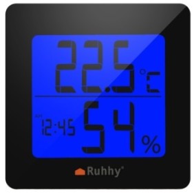 Termometro/igrometro, Ruhhy, 9,5 cm, nero